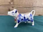 Vintage Delft Blue Cow Creamer Bell Windmill Flowers Hand Painted Porcelain
