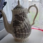Royal Mail Fine Staffordshire Ironstone Coffee Pot, Black Transferware England