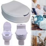 Raised High Toilet Seat Aid with Lid 10cm 4inches Elevated Strong and Durable