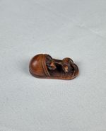 Japanese Antique Netsuke Signed Ishikawa Rats in Rice Bale Edo Period