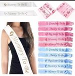 BABY SHOWER SASH MUM TO BE Baby Boy Girl party sash White, Blue or Pink UK
