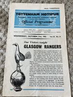 TOTTENHAM V GLASGOW RANGERS CUP WINNERS CUP 1962-63 (31-10-62)