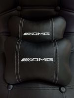 2Pcs AMG MERCEDES Car Headrest Pillows  Handmade Embroidery Neck Support Cushion
