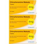 Chlorphenamine Maleate 4 mg - Allergy Relief 28 Tabs x 3 PACK - BRAND MAY VARY