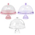 Cake Stand with Dome Cover Clear Acrylic 2-in-1 Dessert Display Stand Cupcake