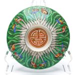 Chinese Gaiwan Cover Porcelain Famille Verte Butterfly Cabbage Gilt Shou Mark 20