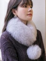 Women's Warm Real Fox Fur Scarf Collar Winter Shawl Scarves Wrap Neckerchief