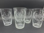5x Antique Hand Made Engraved Flowers Letter C Tumblers Water Glasses