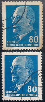 DDR East Germany 80 Pfennig Wilhelm Pieck | Wide vs Narrow Frame & Blue Shade...