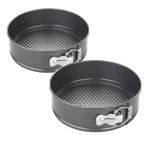2 X Cake tin Loose Bottom Baking Tins Non Stick Metal spring form 7 inch