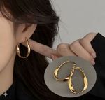 925 Sterling Silver Gold Twisted Drop Earrings Stylish Ladies Hoop Jewellery