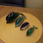 Glass Dolphin Ornaments , Set Of 4, Bundle Dolphins assorted colours & sizes 
