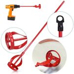 Red Drill Mixer Paddle Paint, Plaster, Cement & Mortar Stirrer Hex Shank Mixing