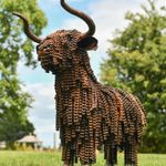 Highland Cow Recycled Bike Chain Garden Sculpture