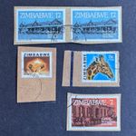 ZIMBABWE 1980s : Selection of used stamps on piece
