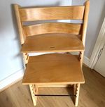 Tripp Trapp Beige Wooden High Chair Adjustable Seat & Footrest, Multi Height