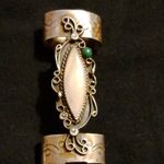 H. YAZZIE Navajo Sterling Silver  Lighter  Holder  Marquise Stone Signed