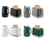 Kettle Toaster Set 1.7L Fast Boil Kettle 2 Slice Toaster White Black Grey Green