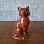 Fab Vintage 1960s 1970s Ceramic Cat Figure Glazed Lustre ? Pottery Orange