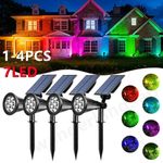 7LED Solar Spot Lights LED Colour Changing Projection Stake Garden Light Outdoor