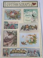 Fabric Block Printed Images Birds Feathered Friends 8.5" x 11" Homespun Cotton