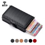 RFID Blocking Wallet Auto Pop up Credit Card Holder Leather Metal Money Clip Men