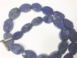 Royal Blue oval lapis Lazuli Natural hammer cut Beads Strands Afghanistan L543