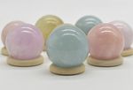 Natural Real Wood Ring Globe Sphere Display Stand Mineral Crystal Fossil