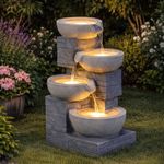 Water Feature 4 Tier Cascade LED Fountain Outdoor Garden Patio Decor Electric