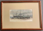RARE ANTIQUE 1855 GENUINE PRINT,THE PRINCE OF WALES,STEAM-SHIP,FRAMED.EXCELLENT.