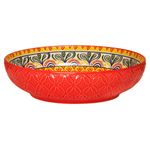Red Ceramic Bowl Tuscany Bohemian Pasta Side Dish 22cm Dia Mediterranean Boho