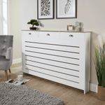 Batley Large Radiator Cover Grill Shelf Cabinet With 3 Drawer MDF Modern White