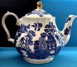 Vintage Sadler Pottery "Willow" Pattern Blue & White Teapot 1.75 Pint ☕️🫖🍃💙