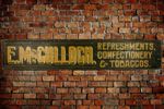 Large Antique Shop Trade Sign. E McCulloch Refreshments Confectionery Tobaccos.