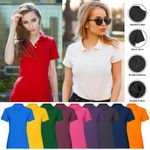 Womens Plain Polo T-Shirt Ladies Short Sleeve Regular fit Collar Casual T-Shirt