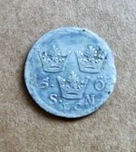 5 ORE 1709 SWEDEN 5 ANTIQUE OLD Silver Coin