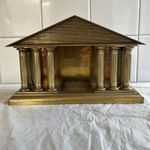 Antique Solid Brass Carriage Clock Temple Case Shrine Neoclassical Architectural