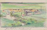 B. BURGER (1892-1968), Postcard. Outdoor pool near Burkersdorf, colored pencil Art Nouveau