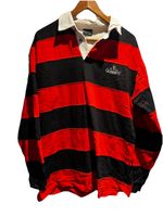 Vintage Guinness Rugby Shirt Men’s XL Red and Black Striped Embroidered Logo