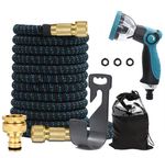 HoseFlo Expandable Garden Hose Kit with Thumb Control 10 Function Spray Gun