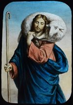 THE GOOD SHEPHERD C1890 Magic Lantern Slide CHRISTIAN RELIGION JESUS & LAMB