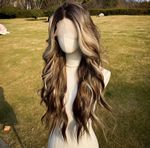 Honey Brown Mixed Blonde 26 inch Body Wave LaceFront Highlight Wavy Wig Glueless