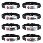 Adjustable Medical Alert ID Bracelet Silicone Stainless Steel Health Emergency