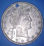 (Ex: FAUVER) LIBERTY-3100 BARBER STYLE 1892 UNIFACE SPIEL COUNTER - *90173563 🌈