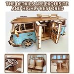 VW Volkswagon Blue CAMPERVAN Wooden 3D DIY kit Car Creative Wooden Craft kit