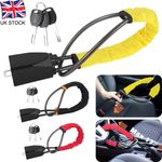 Seat Belt Lock Steering Wheel Lock Car Security Anti Theft Device Steel  + 3Keys