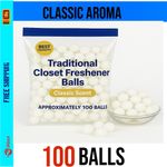 100 Balls Closet Freshener Balls 100 Pack – 200g Classic Scent – Wardrobe Use