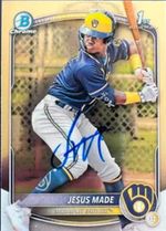 Jesus Made Autographed 2025 Bowman Chrome Prospects BCP50 Rookie Card RC JSA COA