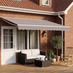 Manual Awning Frame with LEDs Light Grey and White 5 x 3.5 m vidaXL