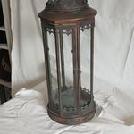 Vintage/Retro Bronze Metal & Glass Cylinder Freestanding Single Lantern